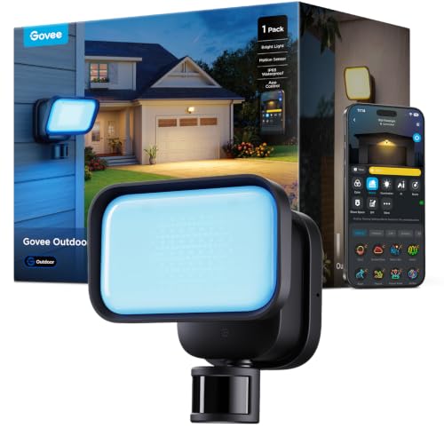 Govee Outdoor Wall Floodlight, 3000lm 6500K PIR Sensor, IP65 Security Light | RGBWW Garden Lights, PIR 120°/48ft Motion Sensor, Luminblend+ 10000K, 80+ Scenes, Alexa, Google, Matter, Backyard & Balcony