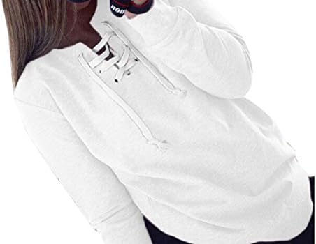 xiaokong Women's Solid Bandage Pullover Autumn Stylish Sweatshirts