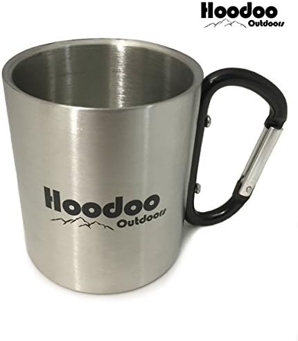Hoodoo Outdoors Stainless Steel 220ml Carabiner Mug - Camping - Hiking - Survival - Emergency - Travel