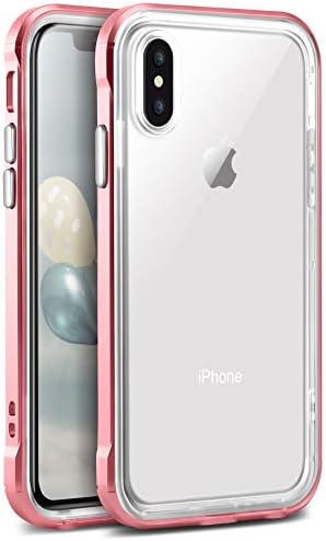 Ansiwee Compatible Crystal Clear Back Case for iPhone Xs Max, Soft TPU Rubber Shock-Absorption Transparent Back PC Bumper Hybrid Case for Apple iPhone Xs Max 6.5" Display (Rose Gold Clear 6.5")