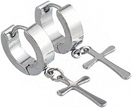 Earings Women Fashion Circle Round Cross Earrings Men Stainless Steel Pendant Stud Earrings Punk Rock Style Male Men Earrings Jewelry Up07493