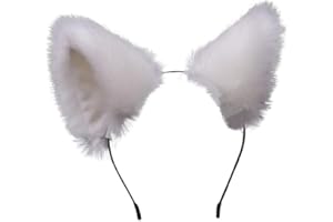 White Cute Cat Ears Headband Long Fur Fox Ears Headband with Headwear Hairband for Party Costume Hairhoop Hair Accessories