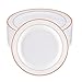 WDF 60pcs Disposable Plastic Plates-10.25inch Dinner Plates- Rose Gold Trim Real China Design - Premium Heavy Duty Plastic Plates for Wedding/Parties