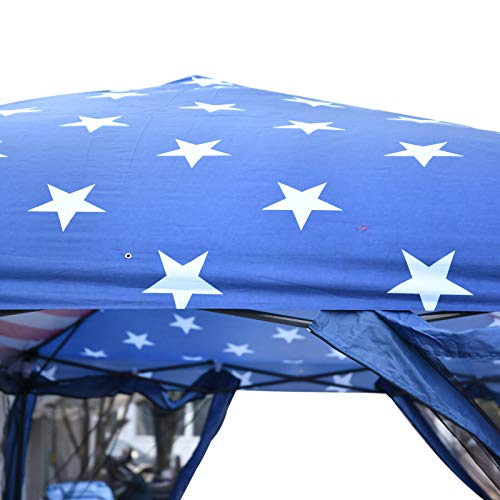 FDInspiration American Flag 10 x 20 FT Outdoor Pop Up Instant Shelter Event Tent Spring Wedding Party Sunshade w/Removable Mesh Netting Sidewalls with Ebook