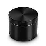 Premium Weed Grinder, Deluxe Herb & Tobacco Grinder With Pollen Catcher – 2” Size, 4-1 Grinder W/ Sharp Diamond-Shaped Teeth – Modern Design & Handy Thin Poly-O Ring – Pollen Scraper Included, Black