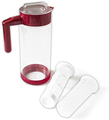 Cold Brew Coffee Maker Set - Includes Infusion Borosilicate Glass Heat Proof Pitcher, Infusion Tube, and Cold Brew Coffee Filter, Red