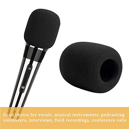 5 Pack Large Foam Cover Mic Windscreen Microphone Cover Handheld Foam Windscreen for MXL, Audio,Perfect Pop Filter for Recording,Black
