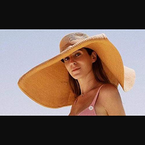 Duseedik Women Large Sun Hat Beach Anti-UV Sun Protection Foldable Straw Cap Cover (Coffee 1) - Thumbnail 4