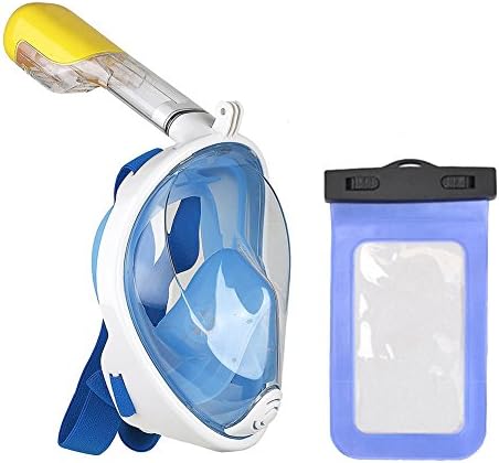 Amnzone Snorkel Mask Set for Adults and Kids Seaview 180° GoPro Compatible - Full Face Design. Easybreath Snorkeling Gear(including 1 Snorkel Mask, 1 GoPro mount and 1 waterproof mobile phone case)