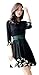 iRachel Womens 3/4 Sleeve Plaids Splicing High Waist Casual Slim Tunic A-Line Dress