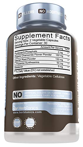 Sleep Aid Pills for Adults with Melatonin Natural Non-Habit Forming - Stress, Anxiety & Insomnia Relief Supplement - Herbal Sleeping Capsules with Suntheanine Valerian Root L-Theanine
