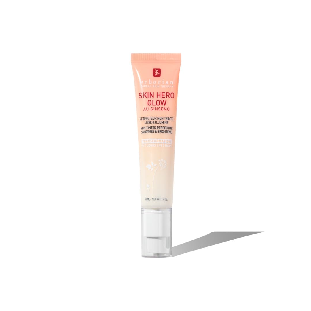 Erborian - Skin Hero Glow - Non-Tinted Skin Perfector + 7-Day Radiance Booster - Glass Skin Effect - Lightweight Texture - Korean Skincare - 40 ml