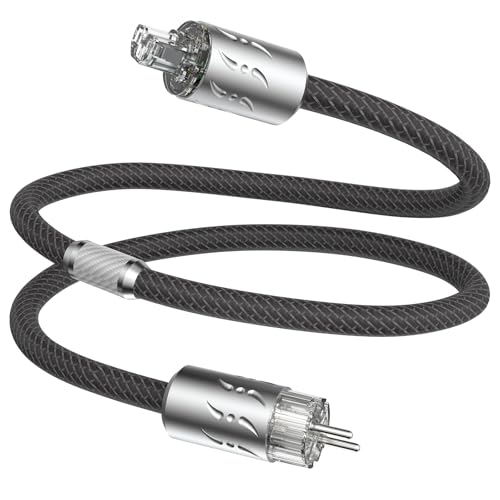 Tertullus HiFi High End Netzkabel C15 Stromkabel HiFi Audio kaltgerätekabel Mit Schukostecker & Kaltgerätestecker (ETR-1501, 1.8m)