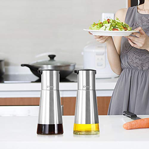 Oil and Vinegar Dispenser Set, Vakoo Stainless Steel Kitchen Oil Dispenser, 8oz Olive Oil Dispenser and Vinegar Dispenser (2 Pack) - Thumbnail 5