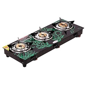 Fogger Stainless Steel 3 Burner Gas Stove, Black