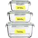 Extra Large Glass Food Storage Containers with Airtight Lid 6 Pc [3 containers with lids] Microwave/Oven/Freezer & Dishwasher Safe. BPA/PVC Free X-Large/Large/Medium Size Reusable Square container set primary