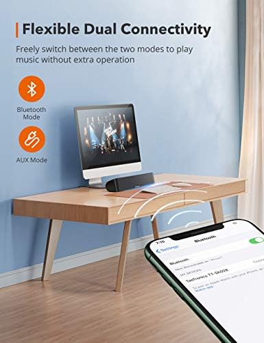 TaoTronics Computer Speaker, Bluetooth 5.0 Wireless PC Soundbar, Stereo USB Powered Sound Bar Speaker for Computer Laptop Smartphone Tablet Game Console, Aux Connection 4 TaoTronics Computer Speaker, Bluetooth 5.0 Wireless PC Soundbar, Stereo USB Powered Sound Bar Speaker for Computer Laptop Smartphone Tablet Game Console, Aux Connection