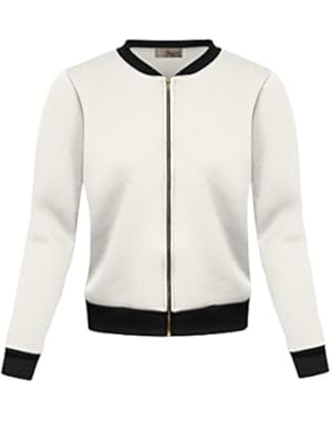 Womens Fashion Color Zip Up Bomber Jacket