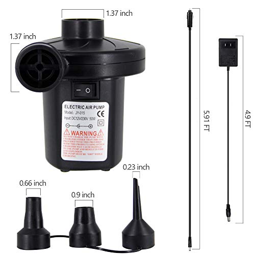 Zcaukya Hand Pump, Double Action Quick Manual Air Pump with Accordion Hose and 3 Nozzles