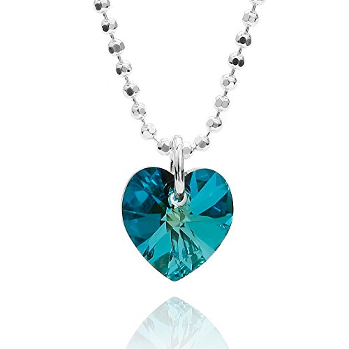Butterfly Silver Necklace With Adjustable Length And Heart Pendant Featuring A Crystal In Vibrant Blue