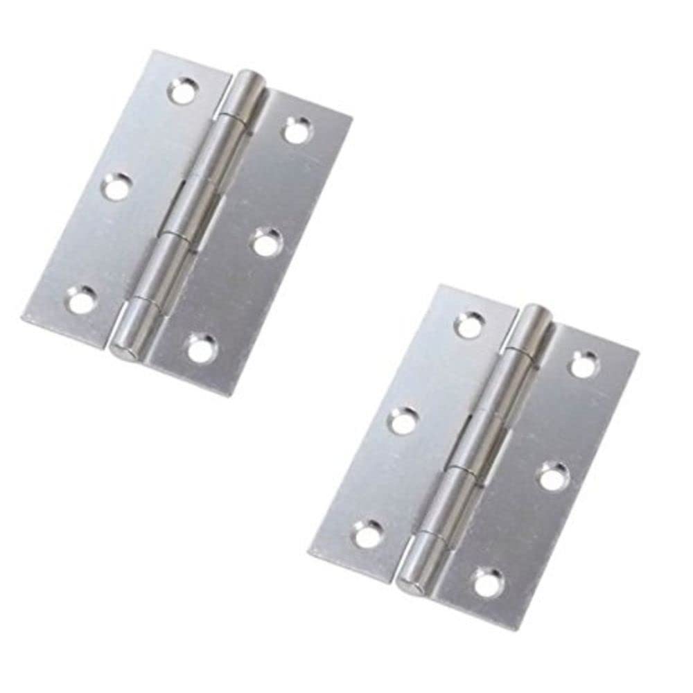 Merriway BH03802 (2 Pcs) 75mm (3 inch) Bright Zinc Plated Steel Narrow Utilty Hinge - Pack of 2 Pieces