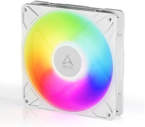 ARCTIC P14 Pro A-RGB (White) - Powerful Premium Fan, 140 mm PWM Fan with Y-Cable Splitte, 400-2500 RPM, 0 RPM <5% PWM, 5V Digital RGB, Fluid Dynamic Bearing - White