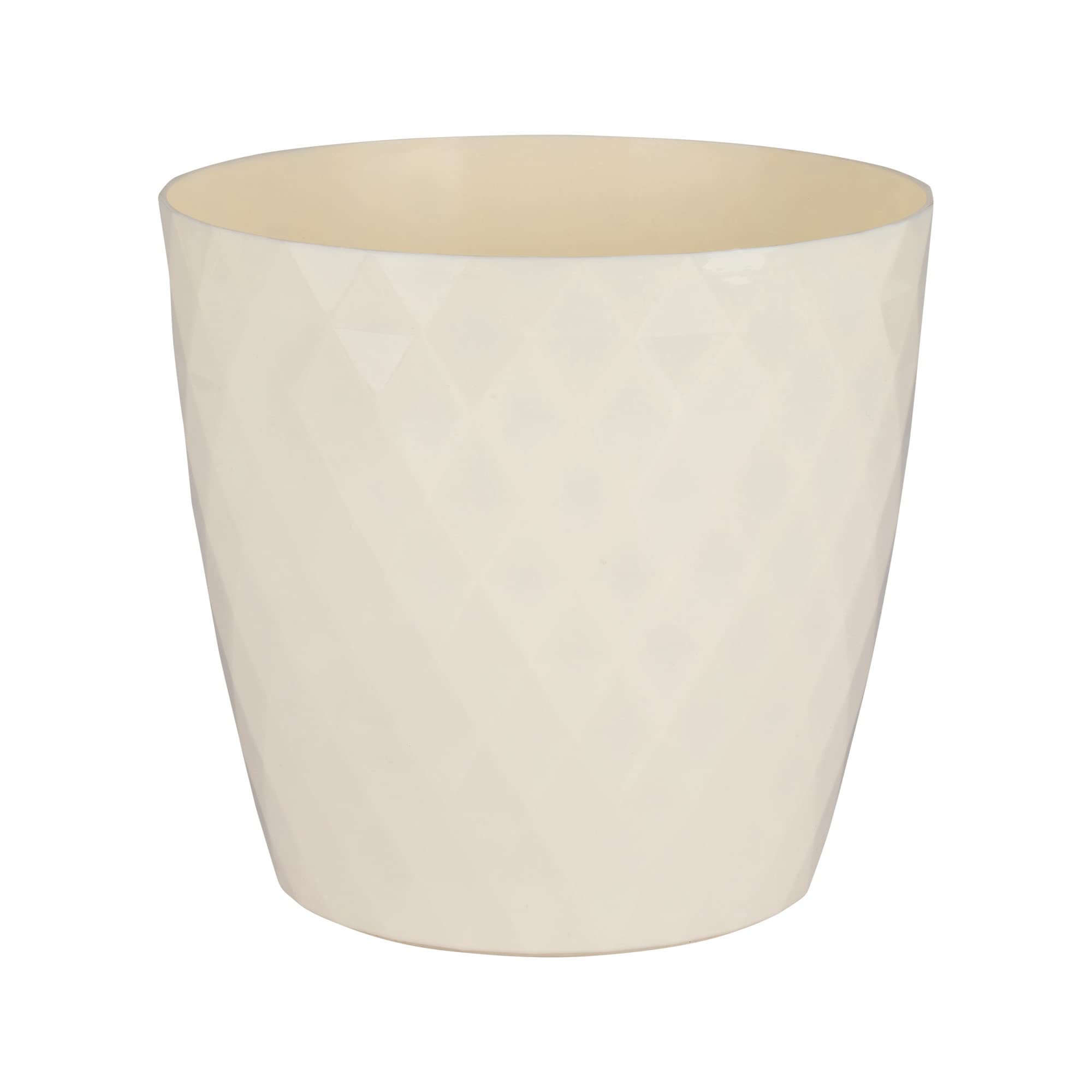 Home Garden Ornaments Plant Pots Indoor, Indoor Plant Pot - Decorative Plastic Flower Pots with Glossy Crystal Surface (Diameter: 12cm, Colour: Cream)
