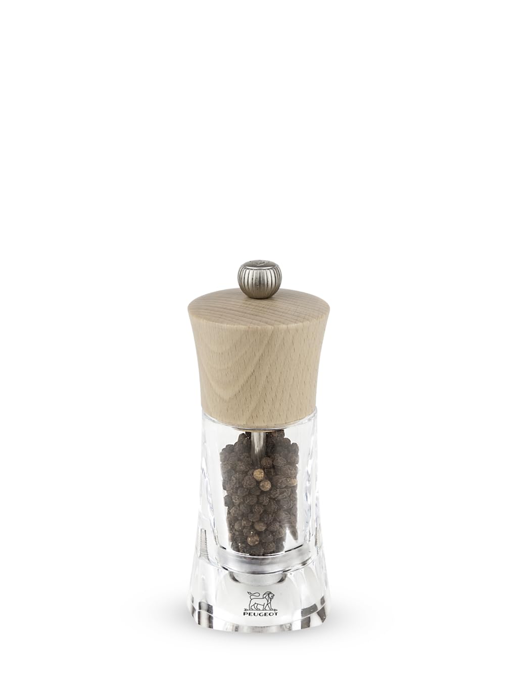 Peugeot - Oleron Manual Pepper Mill - Adjustable Grinder - Acrylic and Beechwood, Clear, 14 cm