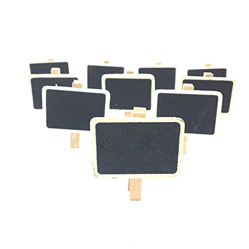 HUELE 24 PCS Chalkboards blackboards with Wooden Blackboard Clip Message Board Signs and Labels Clips(2''x2.76'')
