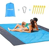 Sandfree Beach Blanket Large Size 108 x 85.2 inches for 7 Adults Outdoor Portable Travel Accessories Family Picnic Camping Mat Waterproof Lightweight Soft & Durable with 6 Stakes & 4 Corner Pockets