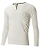 FLATSEVEN Men's Slim Fit Casual Long Sleeve Henley T Shirt (THL100) Off White, L