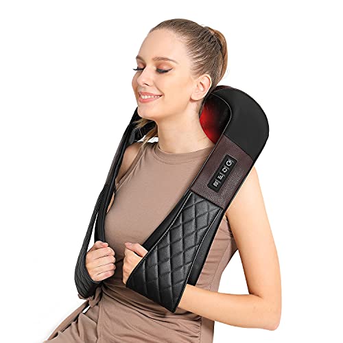 Neck Massager with Heat, Shiatsu Back Neck and Shoulder Massager - Gifts for Women/men/Mom/Dad - Electric Deeper Tissue 4D Kneading Massage, Use at Home, Office, Car
