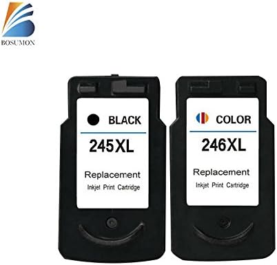Bosumon PG-245XL CL-246XL Black&amp;Tri-color Remanufactured Ink Cartridge For Canon 245XL 246XL ( Shows Accurate Ink Level ) For PIXMA iP2820 MG2420 MG2520 MG2920 MG2922 MG2924 MX492