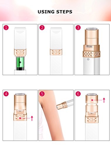 Women Shaver [Battery Included] Facial Hair Remover for Women Lipstick Electric Bikini Trimmer/Lady Shaver/Razor for Upper Lip, Chin, Face, Legs, Arms with LED Light Using Smooth Glide Technology - Thumbnail 5