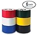 Better Office Products 6 Pack Duct Tape, Assorted Colors - Red, White, Blue, Black, Yellow, Green - Heavy Duty Duct Tape, 1.88 Inch x 10 Yards Per Roll, Easy Tear, 6 Pack, Assorted Colors