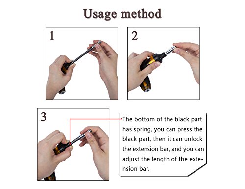 Tonsiki 13 Pieces Set Telescopic Ratcheting T Handle + 5 Inch Length Drill Bit Extension + 3 Inch Length Torx Security Head Screwdriver Drill Bit - Thumbnail 3