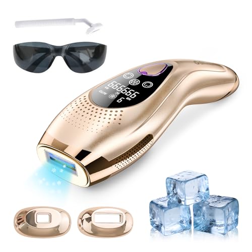 IPL Women's Laser Epilator with Cooling Function, IPL Epilator for Women and Men, Hair Removal Device for Face, Legs, Armpits and Bikini Area, 9 Energy Levels Rose Gold Pro