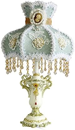 European Art Decoration Bedside lamp Girl Princess Fairy House Pastoral lace Cloth Table lamp Cloth Embroidery Pearl Embellishment lampshade