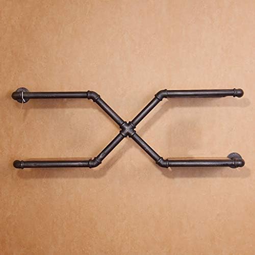 Floating Shelves Wall Unti X Shape Rack Wrought Iron Bookshelf Pipe Rack Solid Wood Partition Living Room Wall Reinforcement Layer Slab Cabinet 112 * 40cm