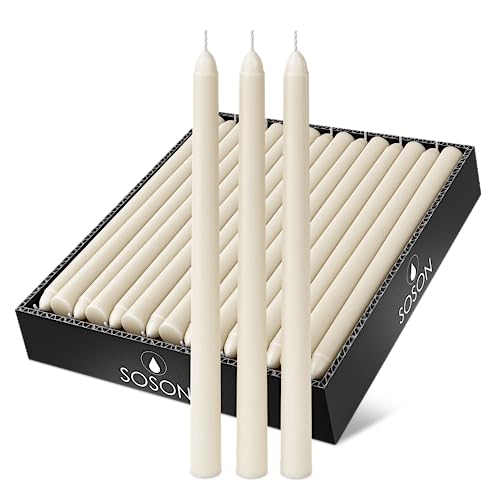 Photo 1 of Simply Soson Ivory Taper Candlesticks - Set of 30 Tall Candles, Dripless, Bulk