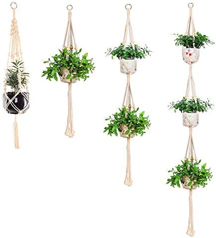 AllGoodWare 4 Pack Macrame Plant Hanger,Flower Pot Holder for Ceiling Outdoor Garden Balcony Hanging Basket Holder