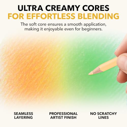 Castle Art Supplies 72 Summer Coloured Pencils | Soft and Smooth Leads Wax Based Pencils | Summer Palette for Adult Artists | Organized in Display Box | Seasons-Collection