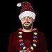 Windy City Novelties Plaid Santa Hat + LED Christmas Bulb Necklace Kit for Ugly Sweater Xmas Holiday Party