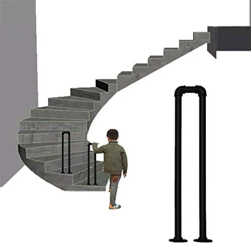 取り付けが簡単 頑丈 U字型トランジション手すり 長さを選択 35cm 100cm 素朴なブラック 転倒防止 高齢者の子供 人気海外一番 静電無し ハイロジック 錬鉄製の亜鉛メッキパイプ階段の手すり 玄関 階段手すり一式キット 屋内および屋外用 回廊 立ち上がり補助 安全