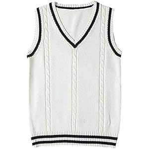 Vrouwen Mouwloze Tank Vesten Gebreide Truien Gilets Truien Cosplay Kostuum Klassieke School Leuke V-hals School Uniform…