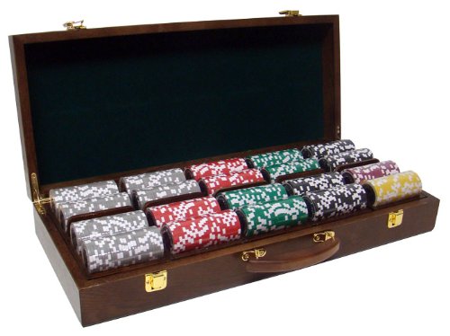 500 Ct Ultimate 14 Gram Poker Chip Set w/ Walnut Wooden Case