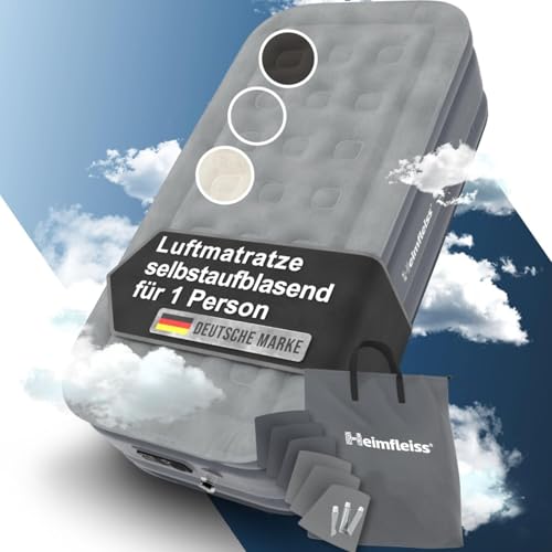 Heimfleiss® Luftmatratze 1 Person | Premium Luftbett selbstaufblasend 100x200 cm | Schnell Aufblasbare Matratze ideal nutzbar als Gästebett & Reisebet