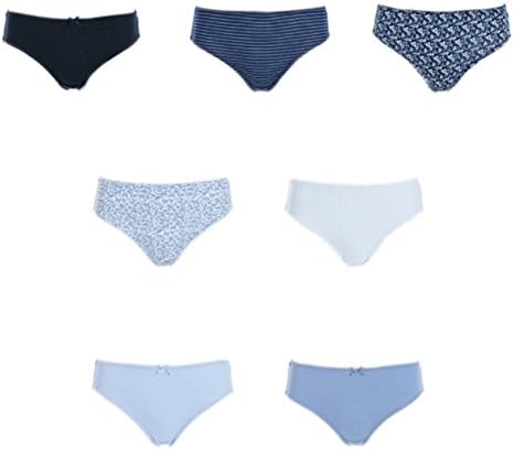 JAJU Women's Organic Cotton Stripe Panties Underwear Pack of 7 Navy (m)