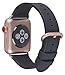 PEAK ZHANG Compatible with Apple Watch Band 38mm/40mm Women Leather Replacement Strap with Series 4/3 Rose Gold Clasp for iWatch Series 4,3,2,1(Black,38mm 40mm S/M)