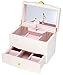 Attii Ballerina Jewelry Box Wooden Music Box for Girls with Drawer and Large Mirror, Waltz of The Flowers (The Nutcracker) Tune, White